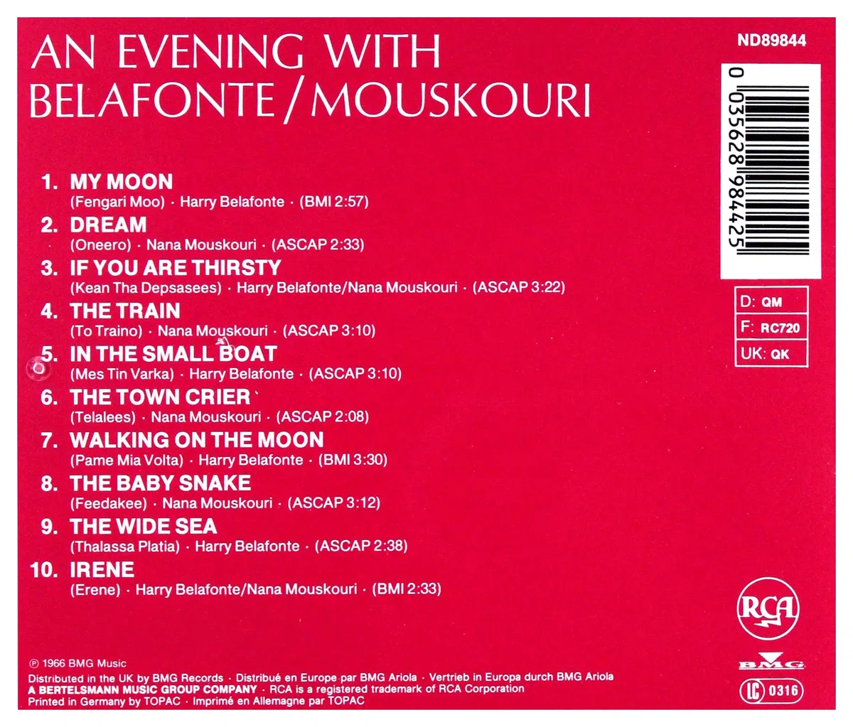 An Evening With Belafonte/Mouskouri