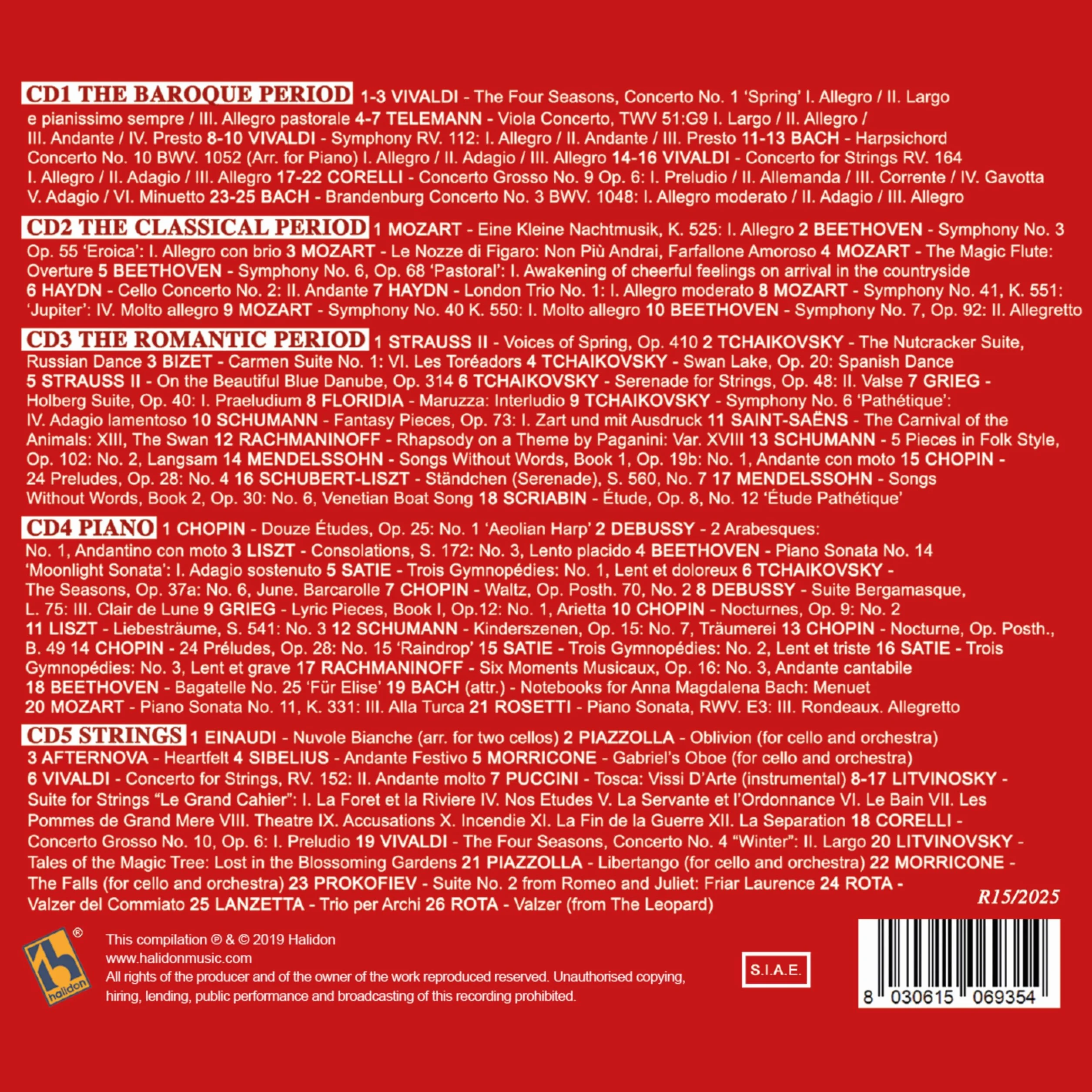 100 Klassische Musikstücke, Barock, Klassik, Romantik, Klavier- und Streichermusik, Mozart, Chopin, Bach