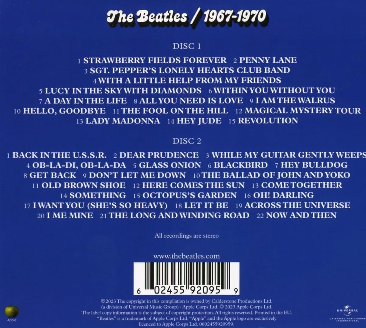 The Beatles 1967-1970, inkl. Single Now & Then (Blue Album 2CD)